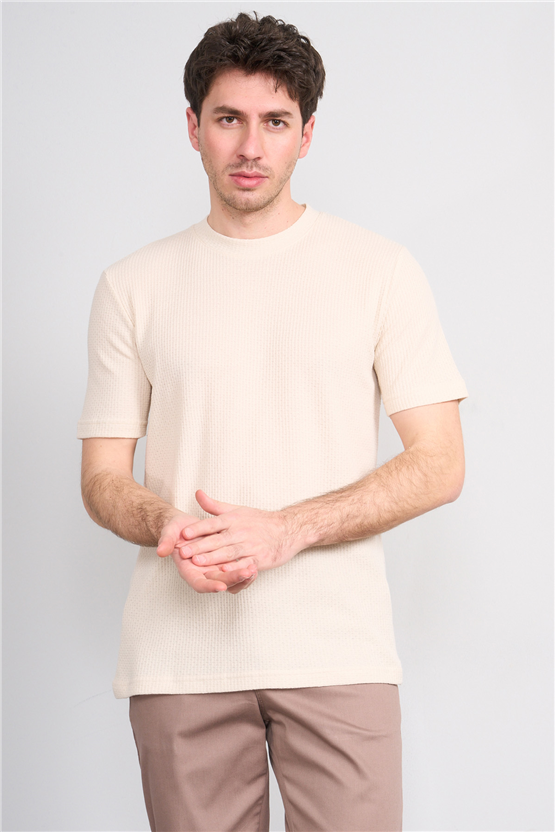 Mareteks 2616 Js Krem Erkek 0 Yaka Z Jakar T-Shırt