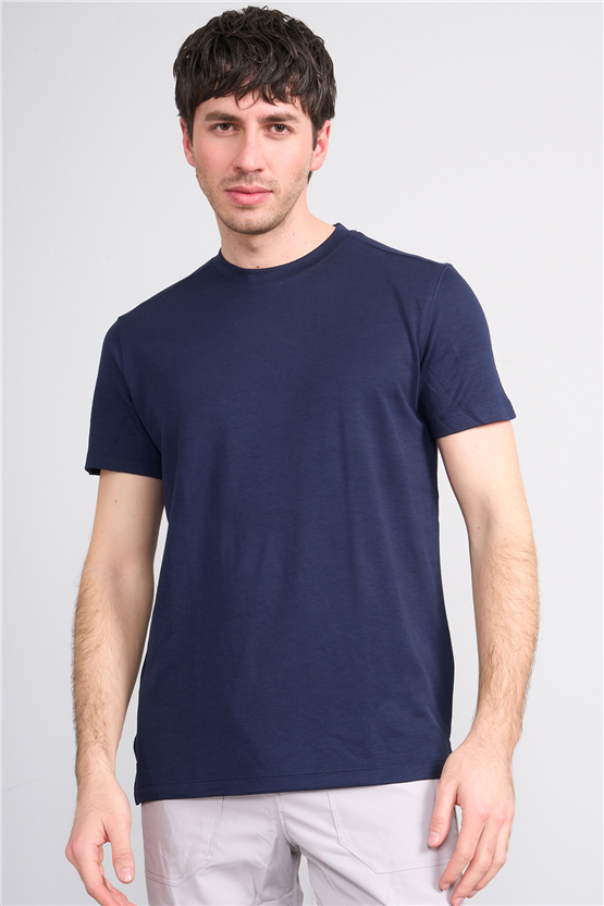 Mareteks 2617 Js Indıgo Erkek 0 Yaka Vıkon D Interlok T-Shırt