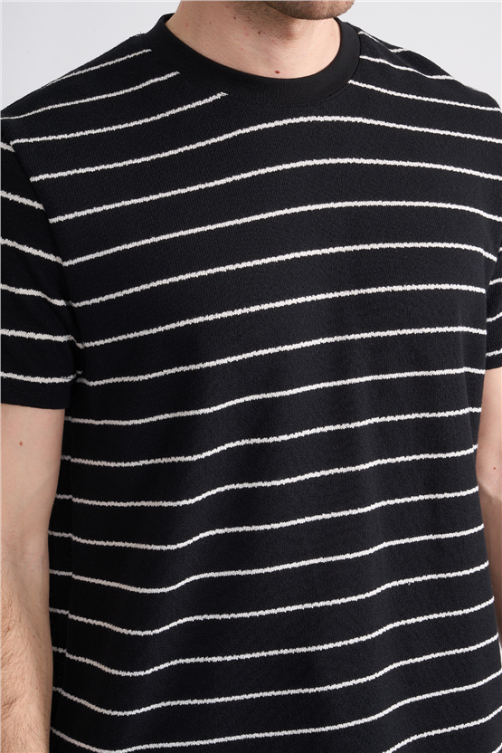 Mareteks 2623 Js Sıyah Erkek 0 Yaka Rıngel Keten T-Shırt