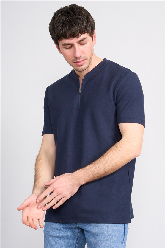 Mareteks 2625 Js Indıgo Erkek Pılot Yaka A.P Fermuarlı T-Shırt