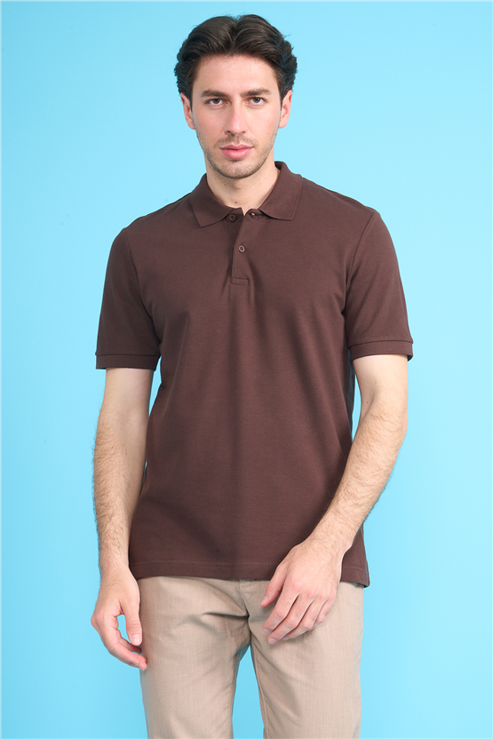 Mareteks 2652 Js Kahve Erkek Polo Yaka Basıc Pıke T-Shırt