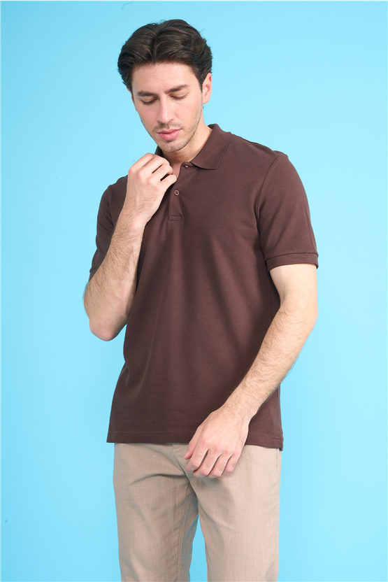 Mareteks 2652 Js Kahve Erkek Polo Yaka Basıc Pıke T-Shırt