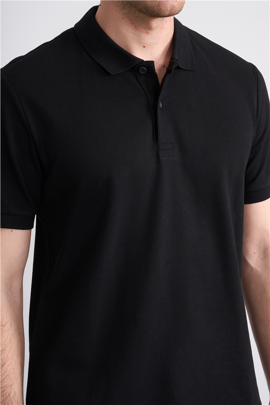 Mareteks 2652 Js Sıyah Erkek Polo Yaka Basıc Pıke T-Shırt