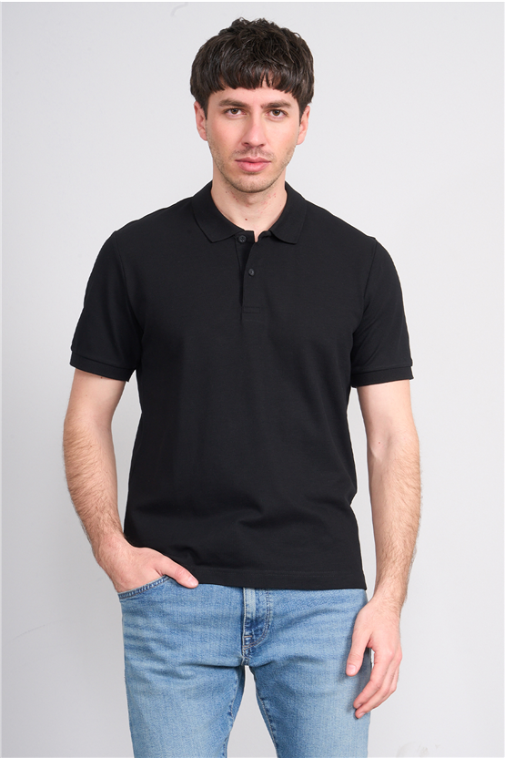 Mareteks 2652 Js Sıyah Erkek Polo Yaka Basıc Pıke T-Shırt