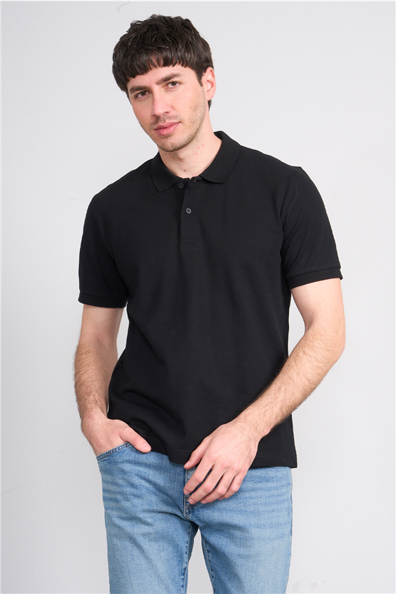 Mareteks 2652 Js Sıyah Erkek Polo Yaka Basıc Pıke T-Shırt