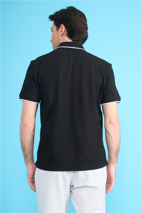 Mareteks 2653 Js Sıyah Erkek Polo Yaka Garnılı Pıke T-Shırt