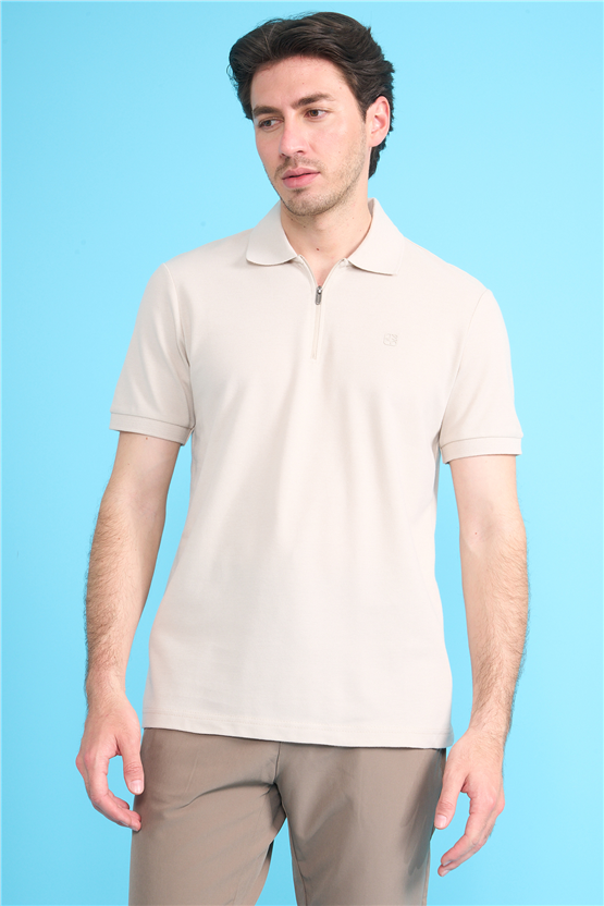 Mareteks 2654 Js Tas Erkek Polo Yaka Altı Baskı Fermuar Pıke T-Shırt
