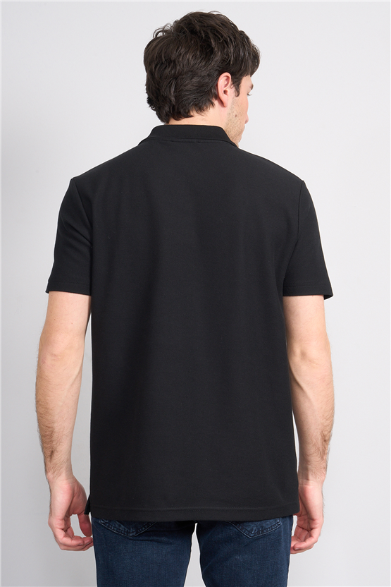 Mareteks 2655 Js Sıyah Erkek Polo Yaka A.P Fermuarlı T-Shırt