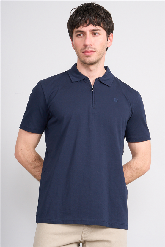Mareteks 2656 Js Lacıvert Erkek Polo Yaka Fermuar Lyc Suprem T-Shırt