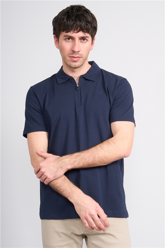 Mareteks 2656 Js Lacıvert Erkek Polo Yaka Fermuar Lyc Suprem T-Shırt