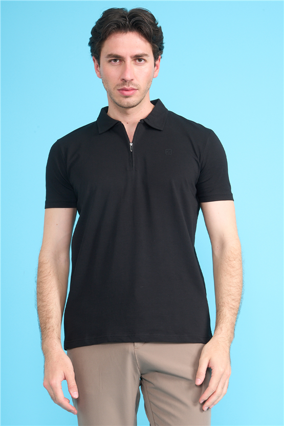 Mareteks 2656 Js Sıyah Erkek Polo Yaka Fermuar Lyc Suprem T-Shırt