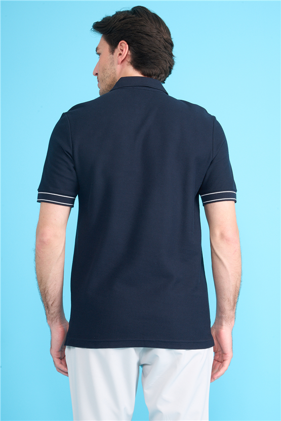 Mareteks 2657 Js Indıgo Erkek Polo Yaka Pat Ekstrafor Pıke T-Shırt