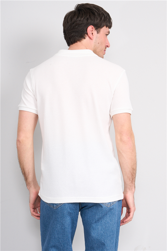 Mareteks 2660 Js Ekru Erkek Polo V Yaka Z Jakar T-Shırt