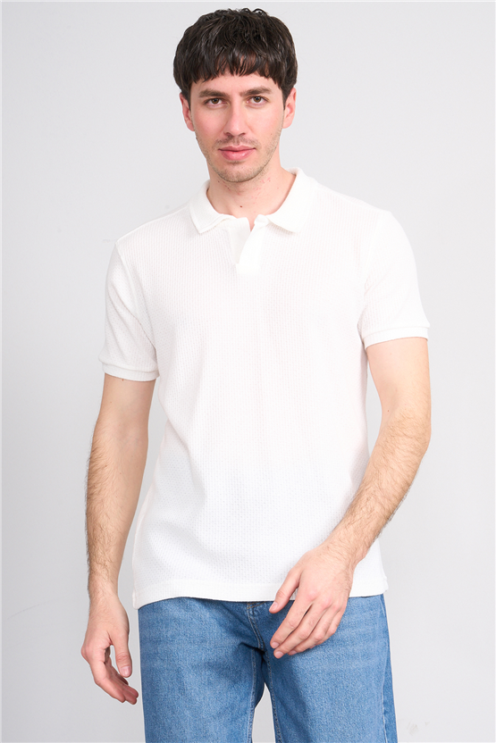 Mareteks 2660 Js Ekru Erkek Polo V Yaka Z Jakar T-Shırt