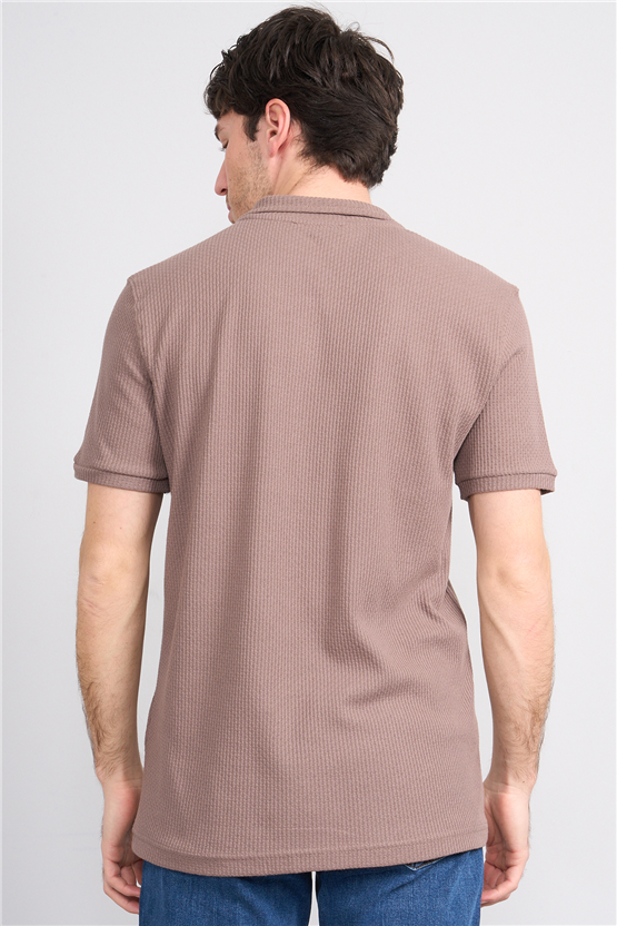 Mareteks 2660 Js Kahve Erkek Polo V Yaka Z Jakar T-Shırt