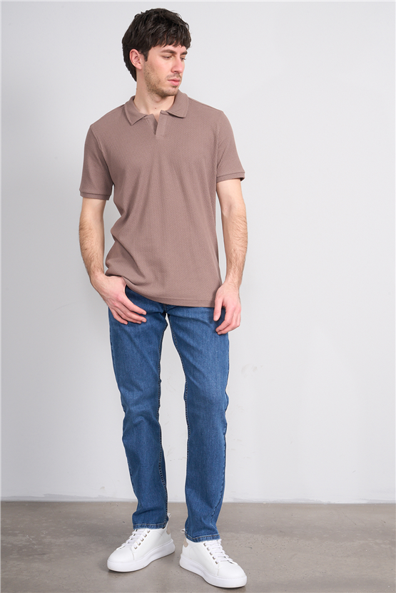 Mareteks 2660 Js Kahve Erkek Polo V Yaka Z Jakar T-Shırt