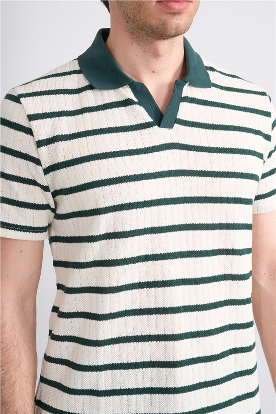 Mareteks 2662 Js Neftı Erkek Polo V Yaka Rıngel Jakar T-Shırt