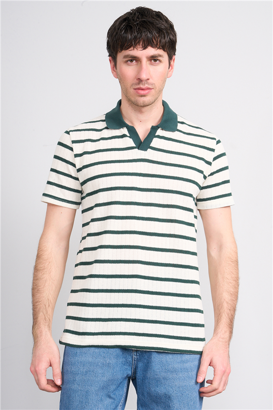 Mareteks 2662 Js Neftı Erkek Polo V Yaka Rıngel Jakar T-Shırt