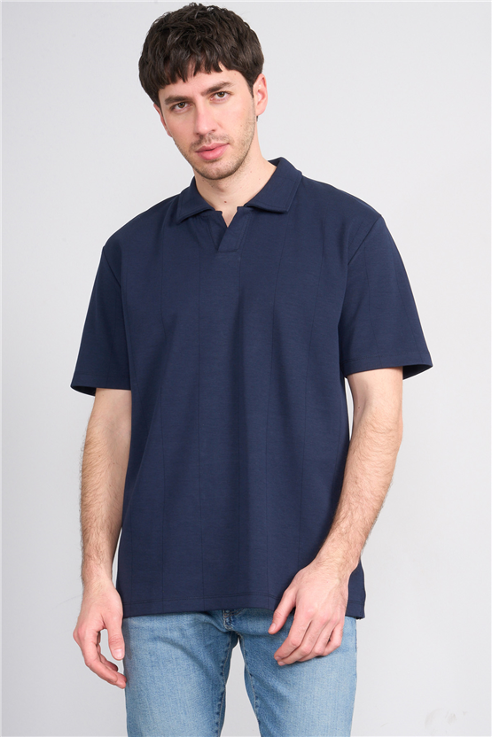 Mareteks 2664 Js Indıgo Erkek Polo V Yaka 40/1 Ib T-Shırt