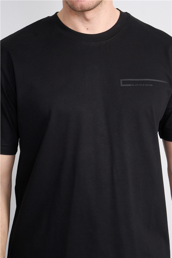 Mareteks 2673 Js Sıyah Erkek 0 Yaka Black Gold Edıtıon Baskı T-Shırt