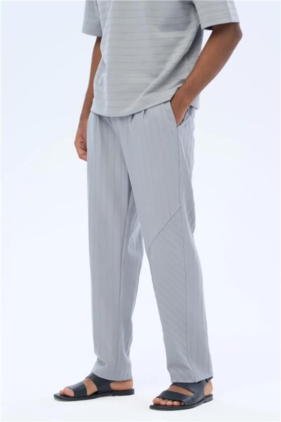 Massımo 6129 K.Gri Erkek Cızgılı Pantolon