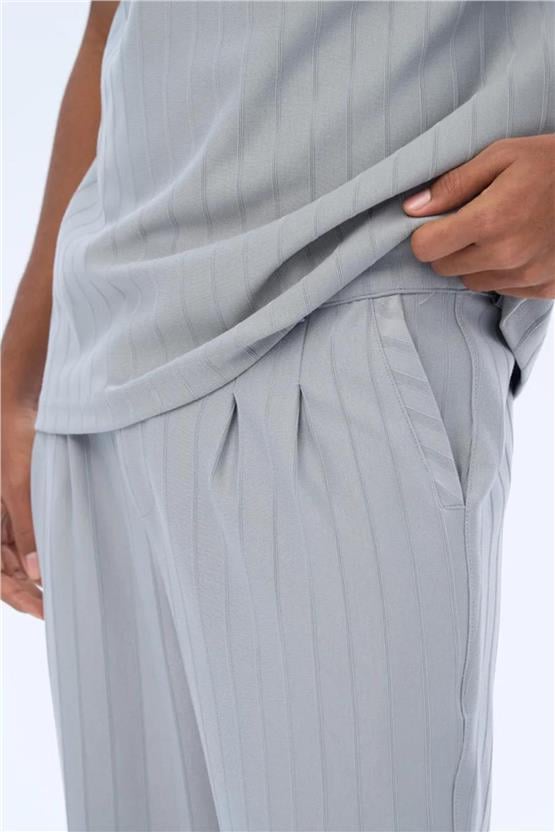 Massımo 6129 K.Gri Erkek Cızgılı Pantolon