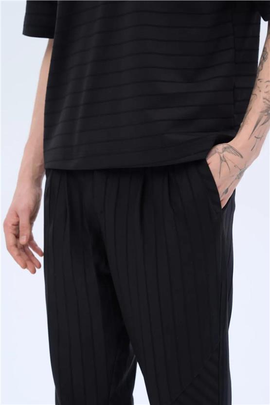 Massımo 6129 Sıyah Erkek Cızgılı Pantolon