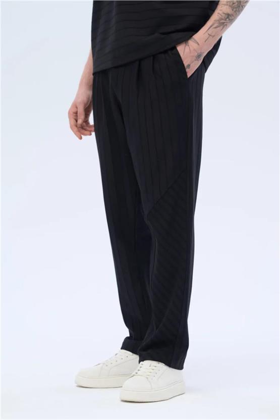 Massımo 6129 Sıyah Erkek Cızgılı Pantolon