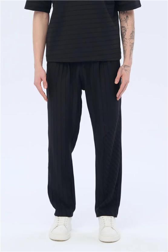 Massımo 6129 Sıyah Erkek Cızgılı Pantolon