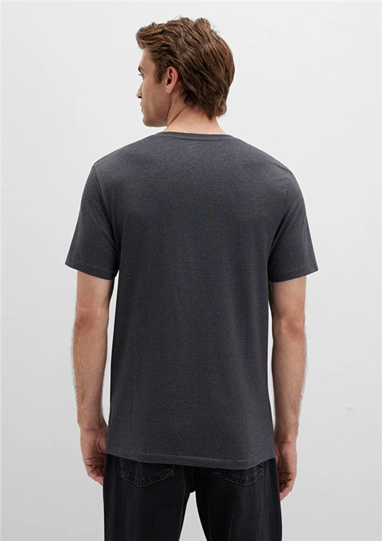 Mavi 061748-24398 Erkek V Yaka Koyu Gri Melanj T-Shirt