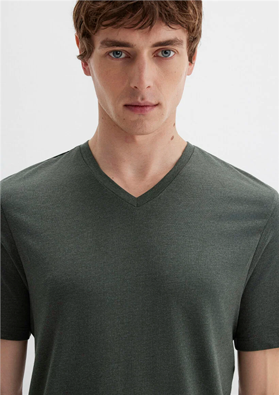 Mavi 061748-25752 V Yaka Orman Yeşili T-Shirt