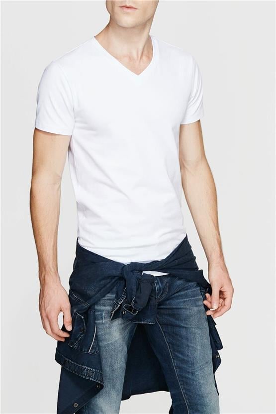 Mavi 061748-620 Erkek Stretch V Yaka Beyaz T-Shirt