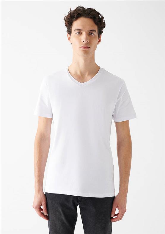 Mavi 061748-620 Erkek Stretch V Yaka Beyaz T-Shirt