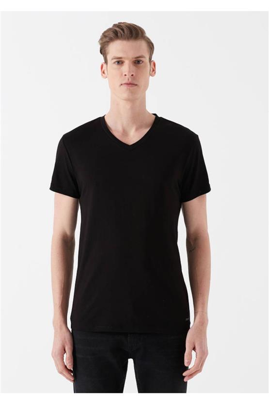 Mavi 061748-900 Erkek V Yaka Siyah T-Shirt
