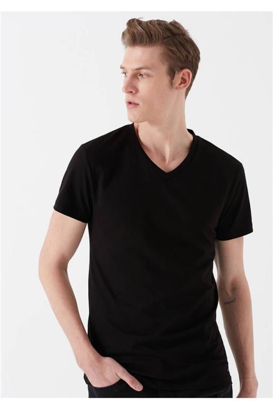 Mavi 061748-900 Erkek V Yaka Siyah T-Shirt