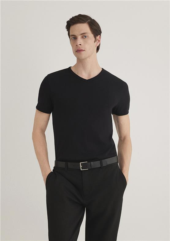 Mavi 063748-900 Erkek Siyah V Yaka T-Shirt