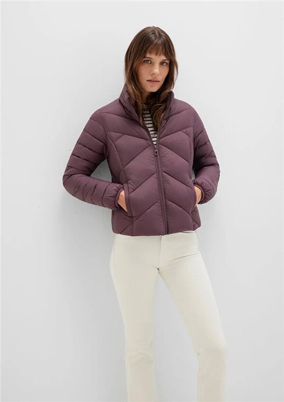 Mavı K26 M110698-70260 Huckleberry Kadın Slım Dık Yaka Sısme Mont