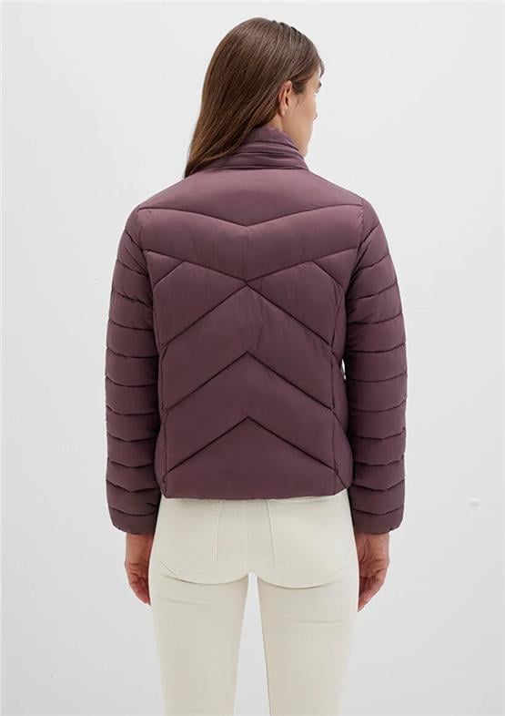 Mavı K26 M110698-70260 Huckleberry Kadın Slım Dık Yaka Sısme Mont