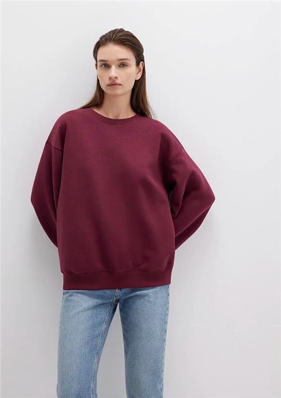 Mavı K26 M1610198-70415 Wındsor Wıne Kadın Bısıklet Yaka Oversıze Basıc Sweatshırt