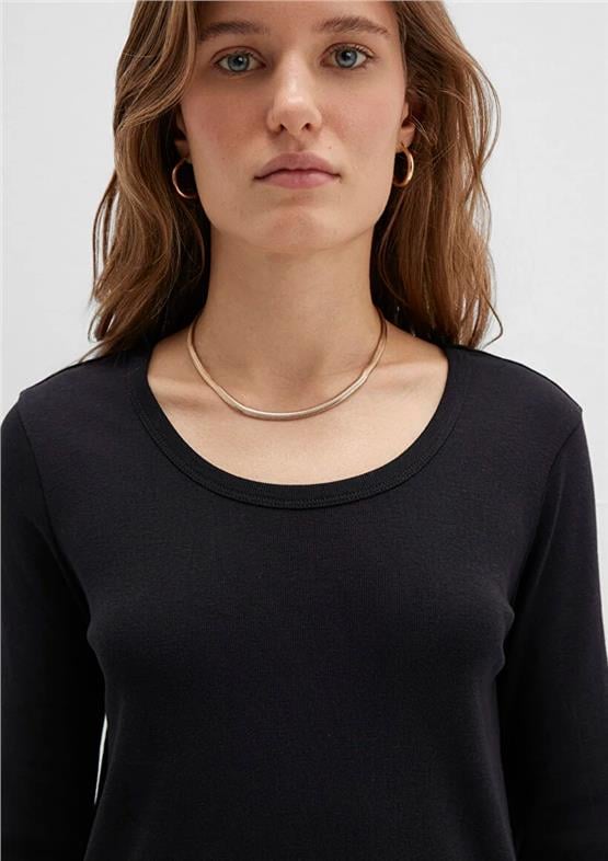 Mavı K26 M1613323-900 Sıyah Kadın Uzun Kollu Basıc Fıtted Sweatshırt