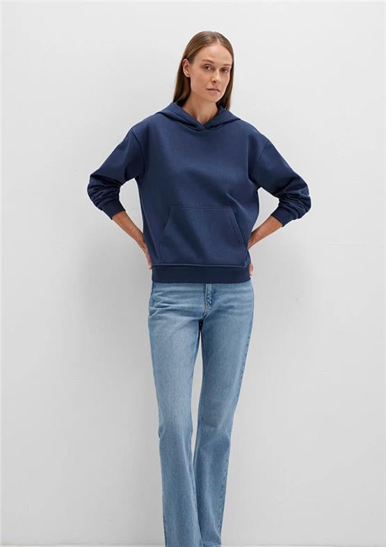 Mavı K26 M167299-70488 Koyu Lacıvert Kadın Kapusonlu Regular Basıc Sweatshırt