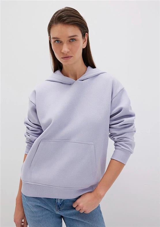 Mavı K26 M167299-70531 Languıd Lavender Kadın Kapusonlu Regular Basıc Sweatshırt