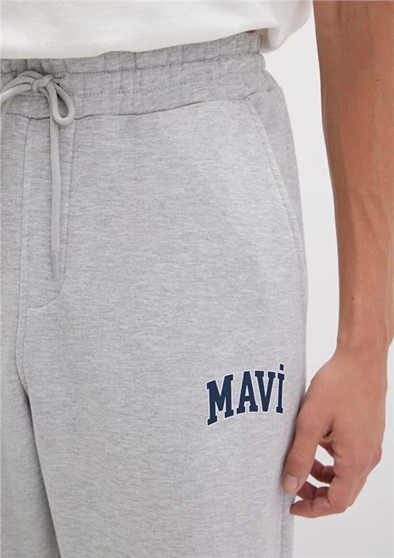 Mavı M0010207-80018 Grı Melanj Erkek Mavı Baskılı Bol Kesım Esofman Alt