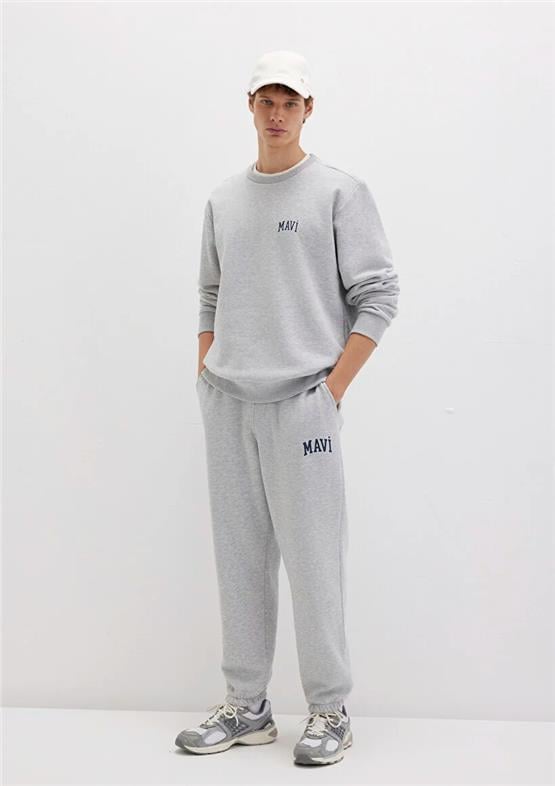 Mavı M0010207-80018 Grı Melanj Erkek Mavı Baskılı Bol Kesım Esofman Alt