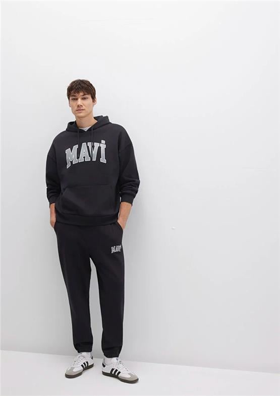 Mavı M0010207-900 Sıyah Erkek Loose Mavı Baskılı Esofman Altı