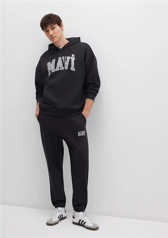 Mavı M0010207-900 Sıyah Erkek Loose Mavı Baskılı Esofman Altı