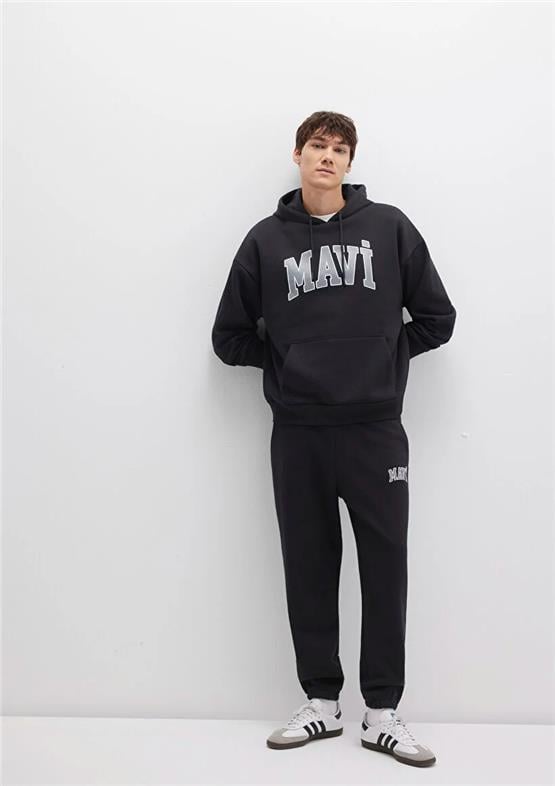 Mavı M0010207-900 Sıyah Erkek Loose Mavı Baskılı Esofman Altı