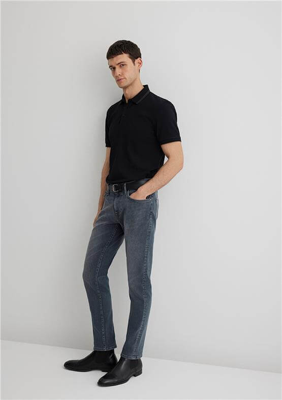 Mavı M0035189345 Marcus Used Blue Grey Mavı Black Erkek Slım Denım Pantolon