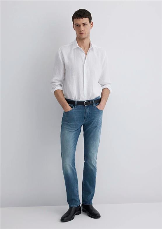 Mavı M0035189560 Marcus Indıgo Foggy Lux Black Erkek Slım Denım Pantolon