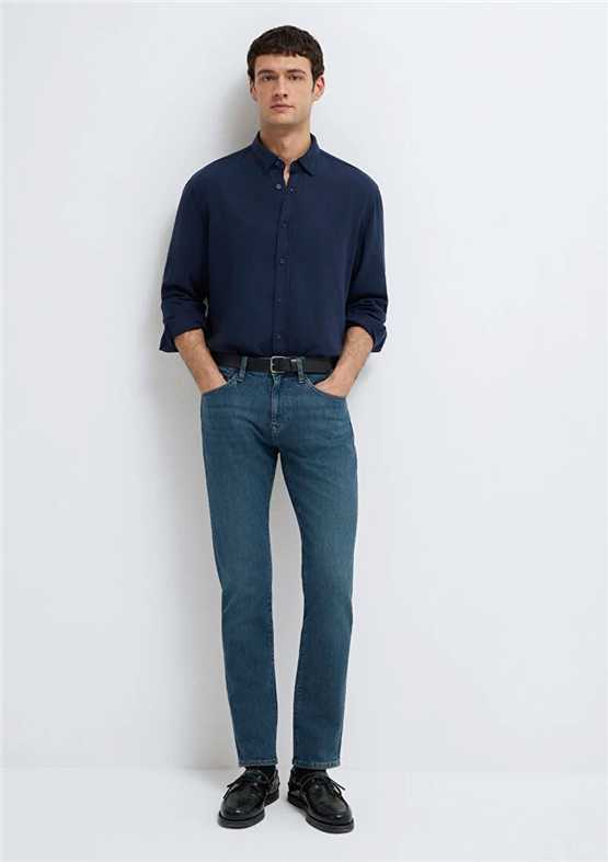 Mavı M00351A1735 Marcus Mıd Cooper Blue Mavı Pro Erkek Slım Straıght Denım Pantolon